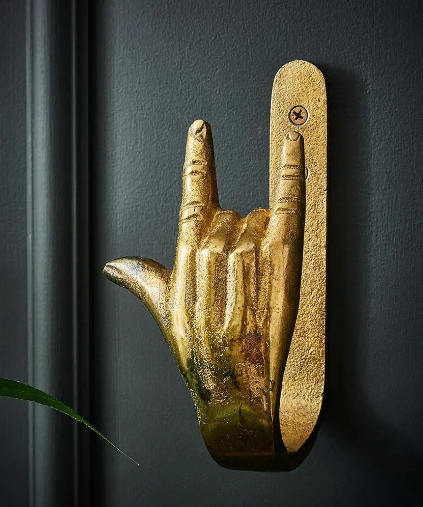Antique Gold Rock On Coat Hook