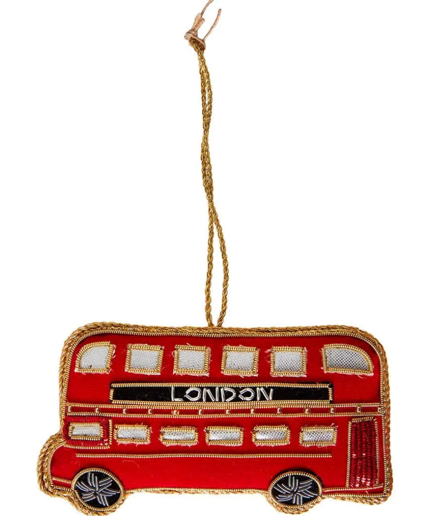Beautifully Embroidered Bus Christmas Ornament