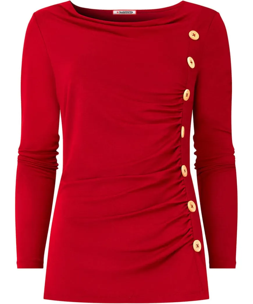 Betsey Button Detail Jersey Top