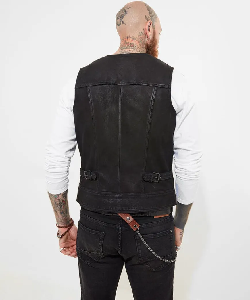 Black Leather Waistcoat
