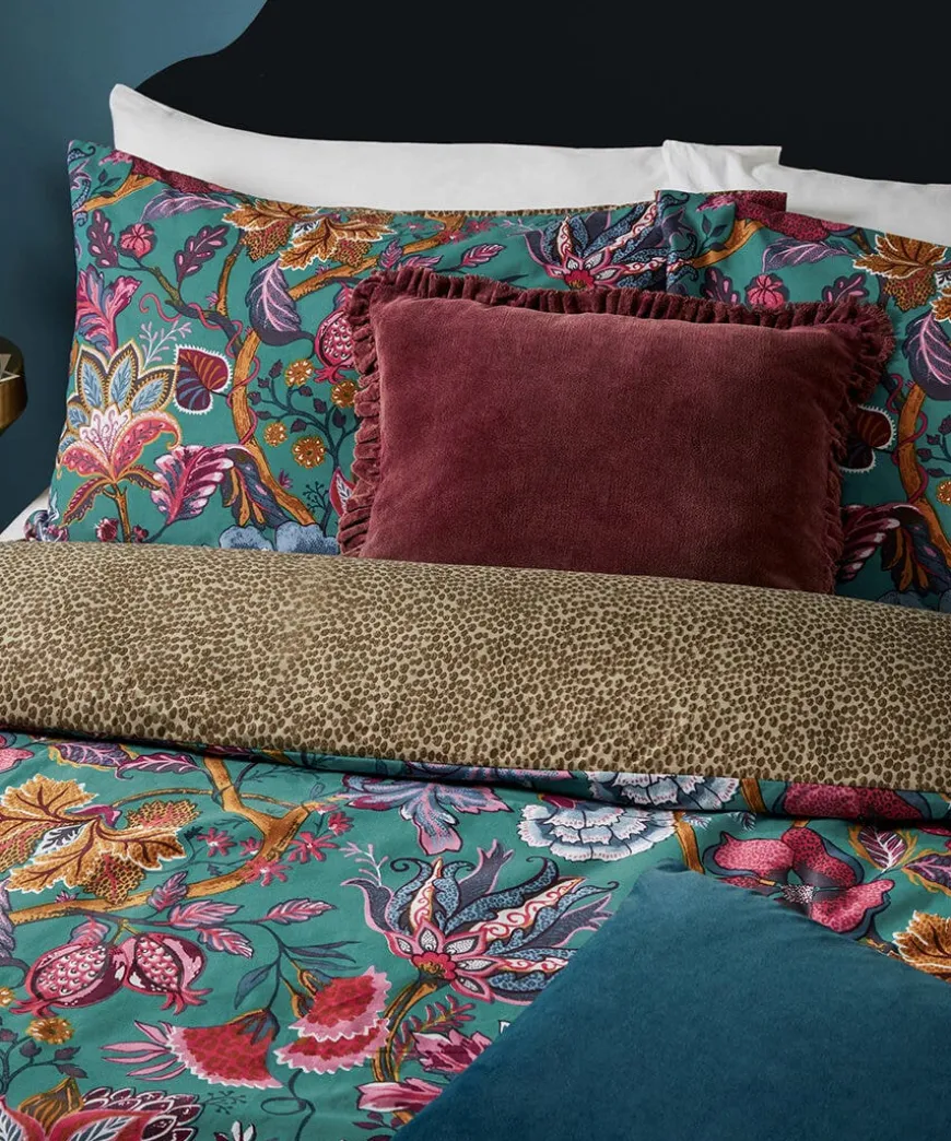 Blue Savanna Leopard Florals Cotton Slub Reversible Duvet Set