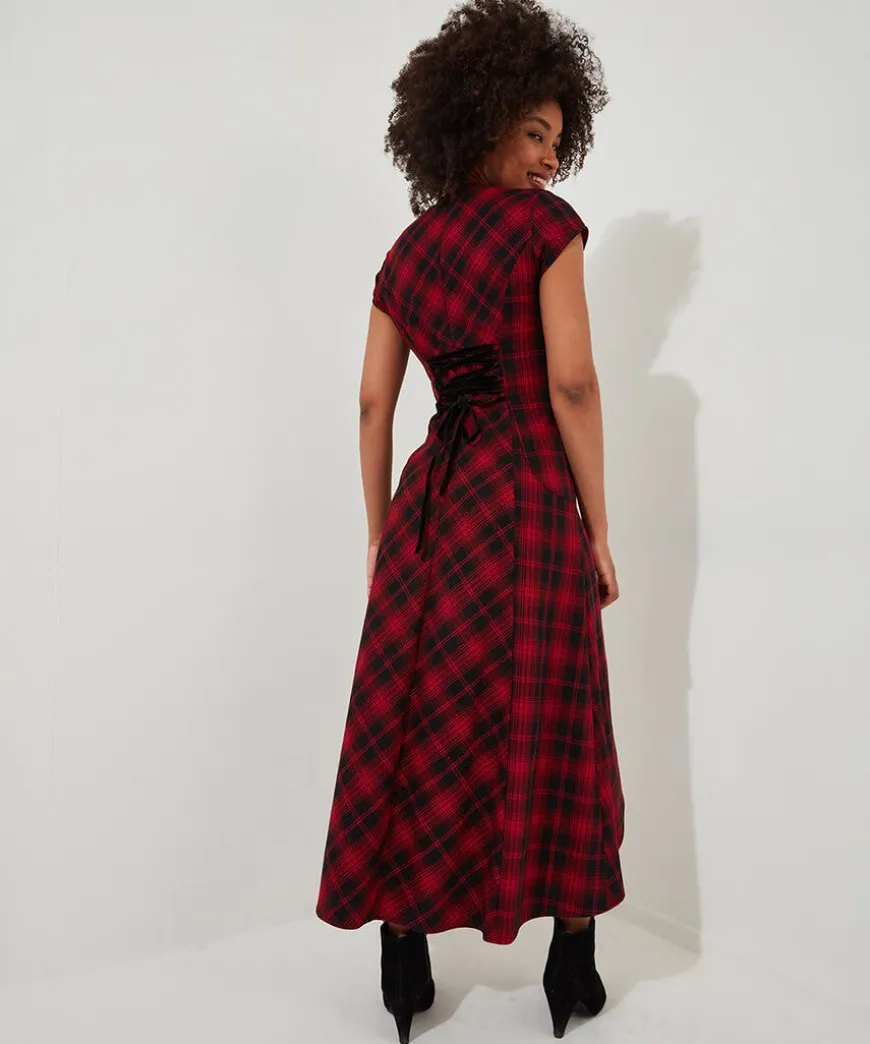 Dixie Check Dress With Corsage