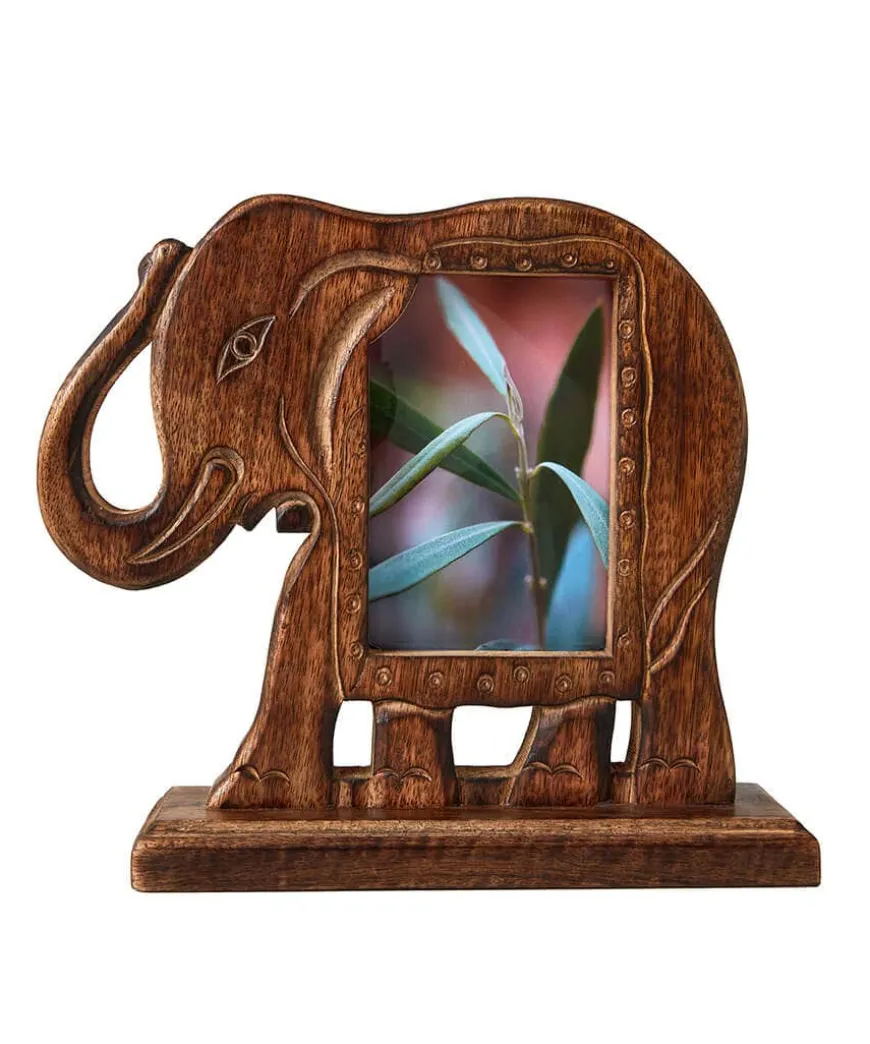 Enchanting Elephant Shaped Mango Wood Photo Frame