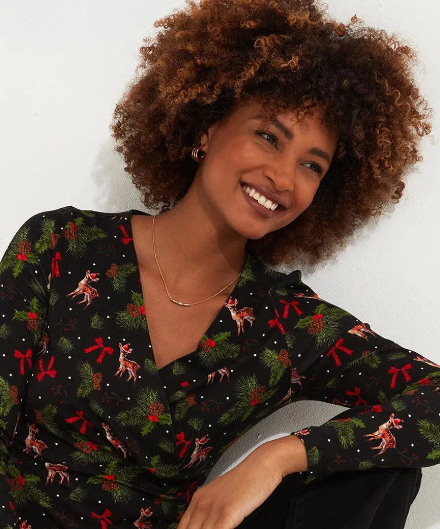 Feeling Festive Jersey Wrap Top