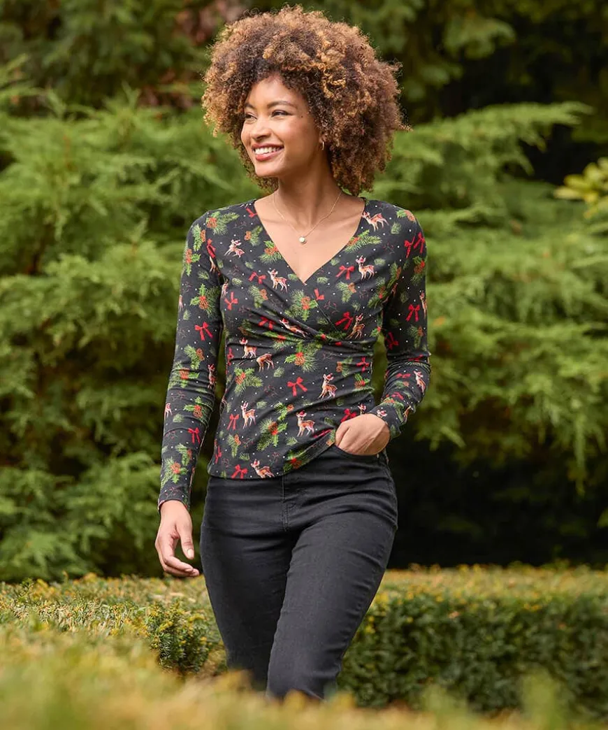 Feeling Festive Jersey Wrap Top
