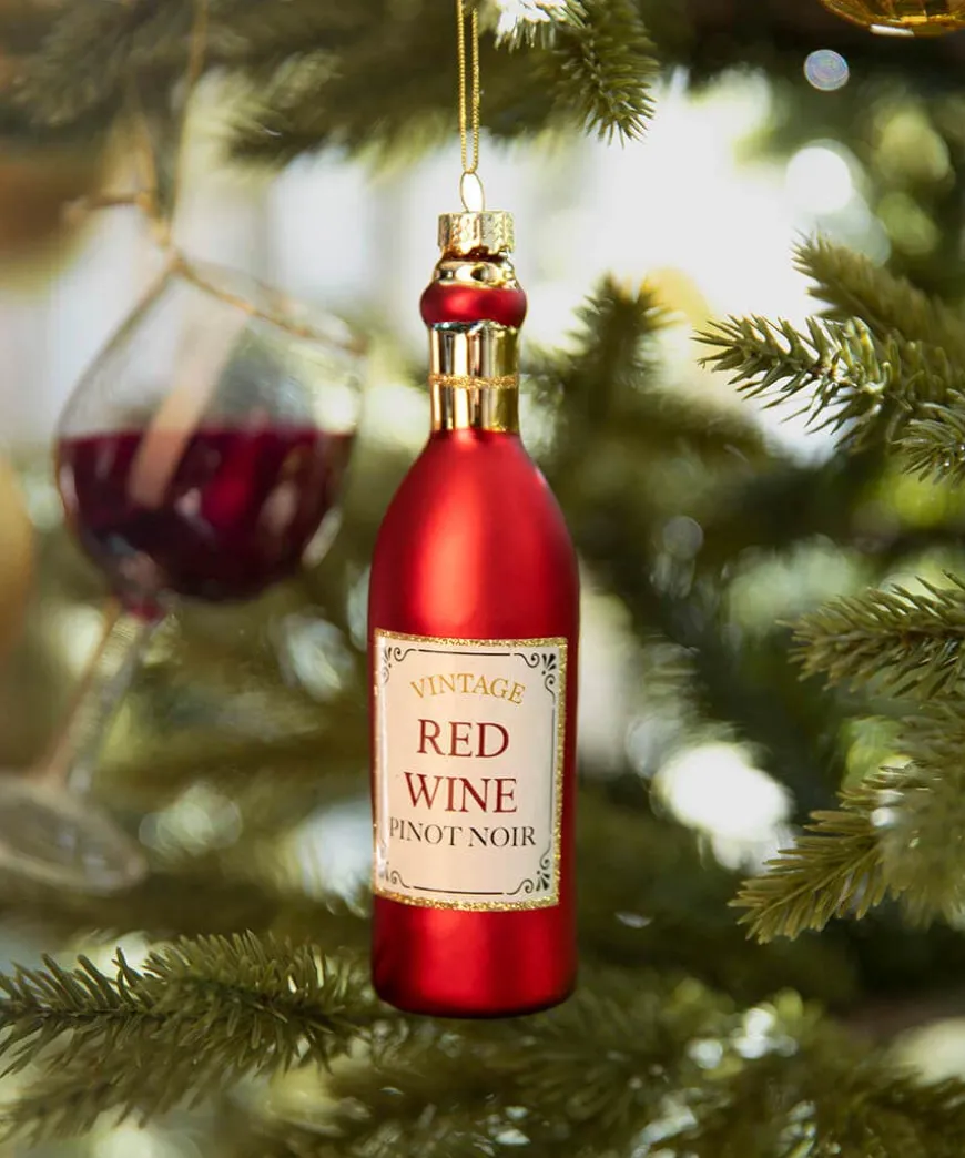 Feeling Merry Wine Bottle And Glass Christmas Ornaments