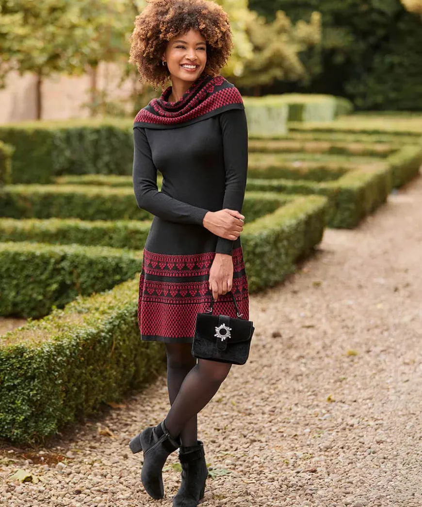 Glamorous Glitter Knit Dress With Snood