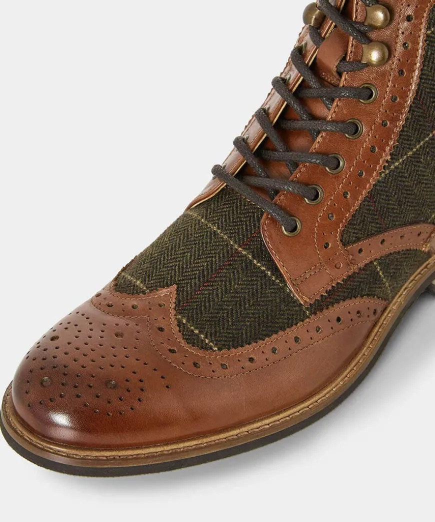 Harlington Tweed And Leather Boots