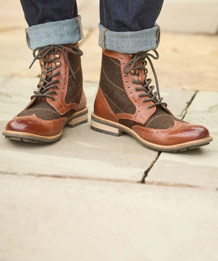 Harlington Tweed And Leather Boots