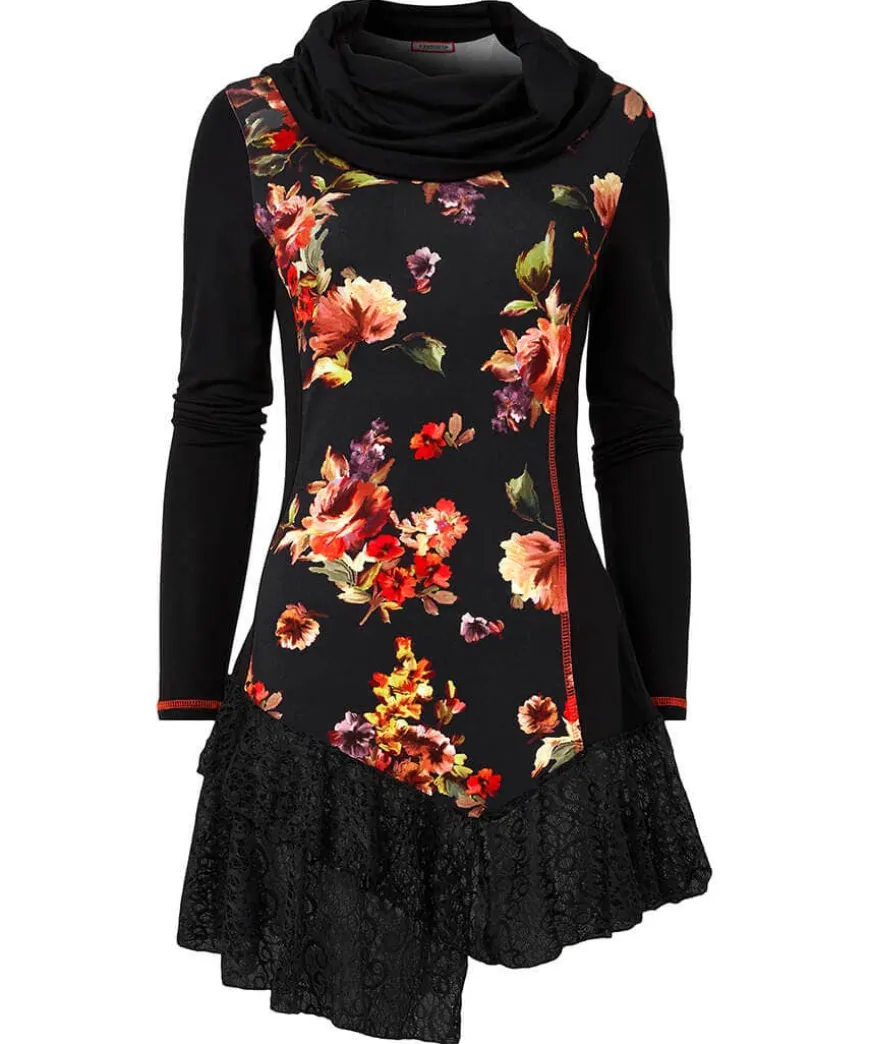 Lovely Lace Trim Jersey Tunic