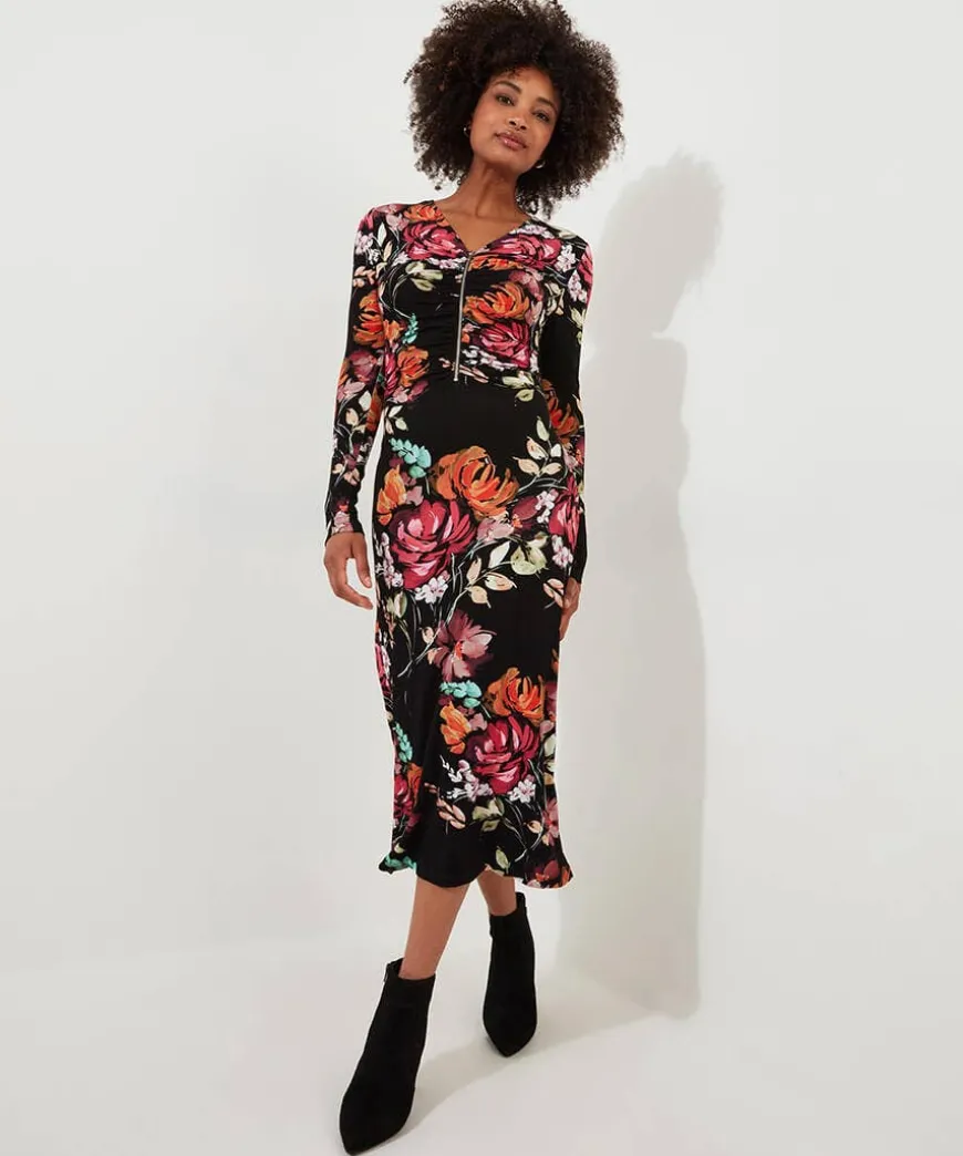 Lucy Zip Through Jersey Dress