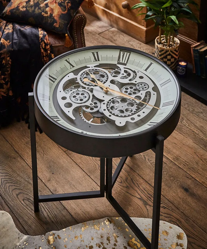 Magnificent Moving Gears Clock Side Table