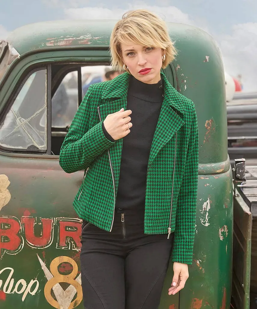 Meg Dogstooth Biker Jacket