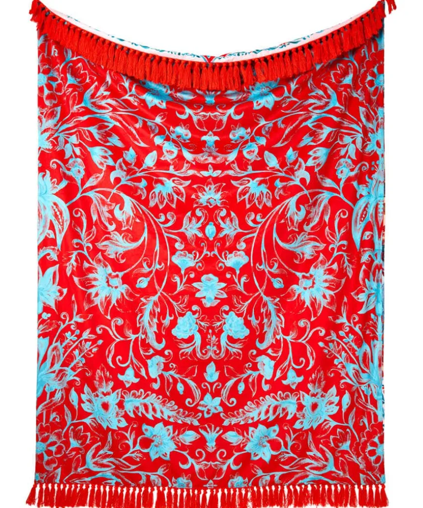 Ornate Elephant Reversible Tassel Throw