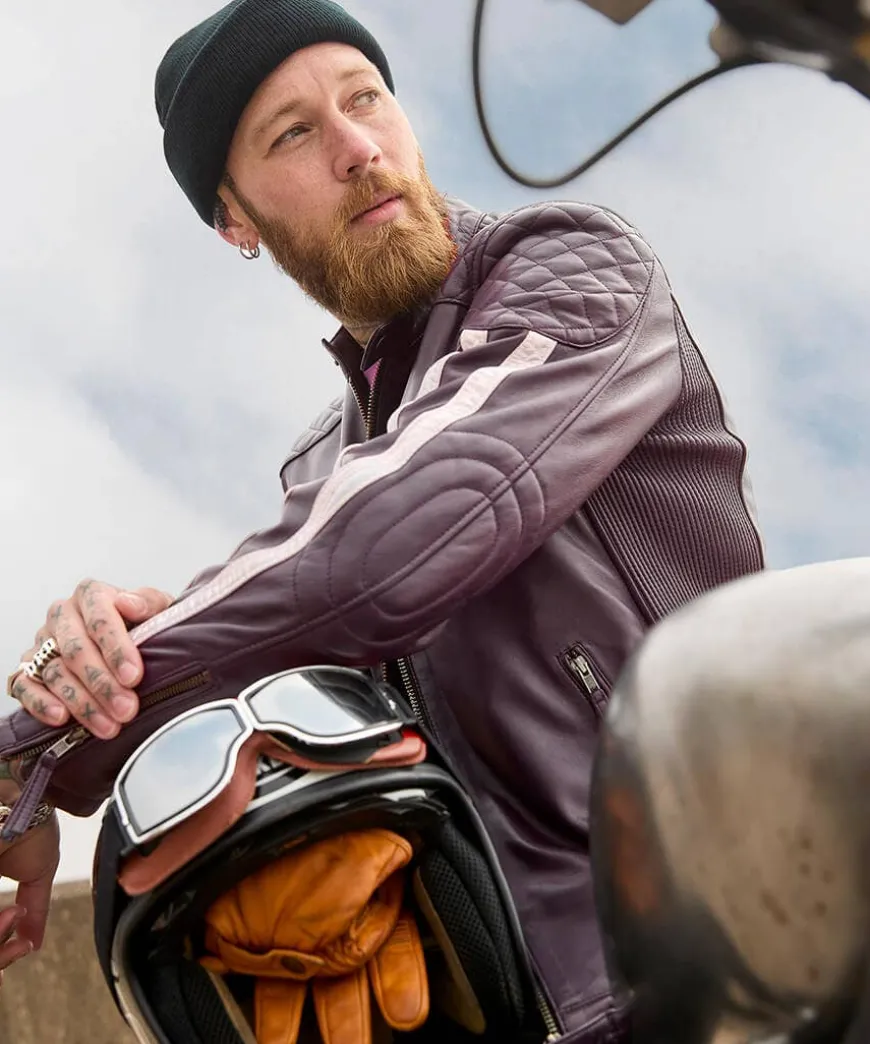 Purple Racer Leather Jacket