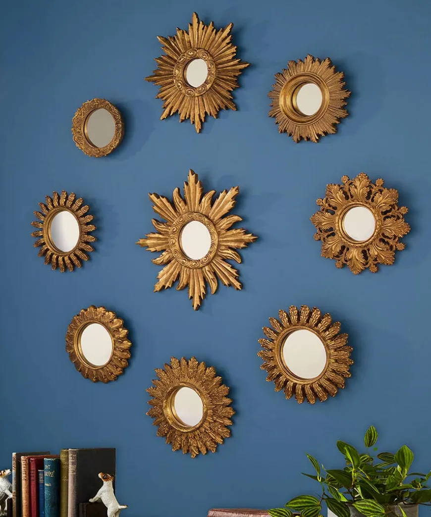 Set Of 9 Gold Framed Mirrors